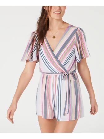 TRIXXI Womens Short Sleeve Surplice Neckline Romper 