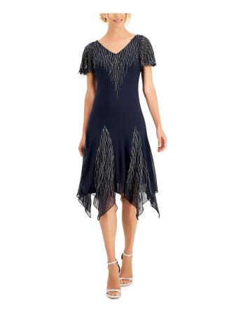 Formal Dress J Kara Beaded Handkerchief Dress J KARA Black Evening