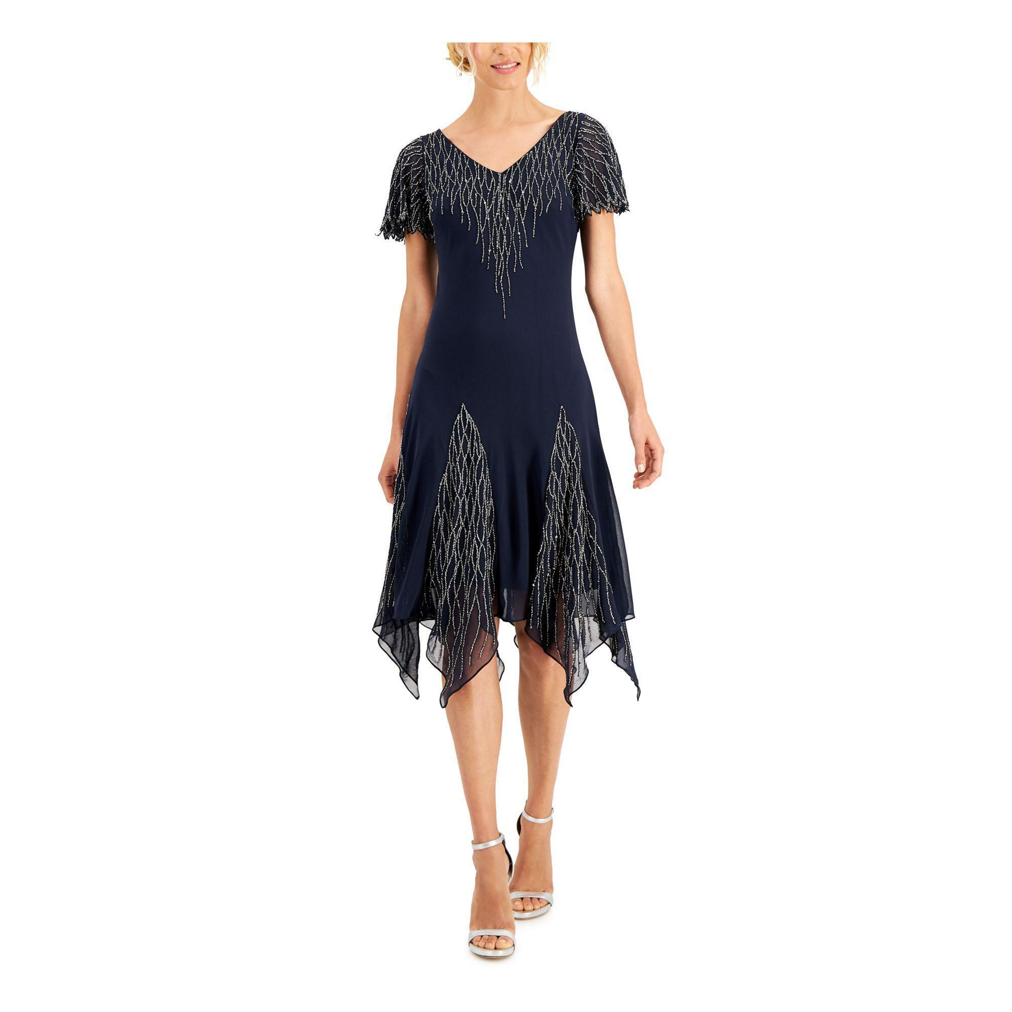 Formal Dress J Kara Beaded Handkerchief Dress J KARA Black Evening