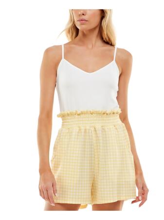 ULTRA FLIRT Womens Pocketed Adjustable Smocked Waist Spaghetti Strap V Neck Shorts Romper 