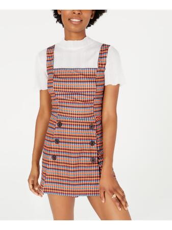 BEBOP Womens Button Detail Sleeveless Square Neck Romper 
