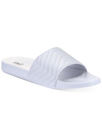 INC Mens White Quilted Xander Open Toe Slip On Slide Sandals Shoes 11 M 