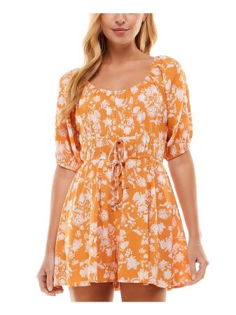 BEBOP Womens Elbow Sleeve Scoop Neck Wide Leg Romper 