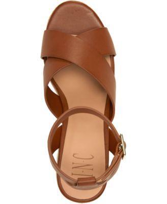 INC Womens Brown 1-1/2" Platform Crisscross Straps Ankle Strap Comfort Lemona Round Toe Wedge Buckle Espadrille Shoes 9 M alternate image