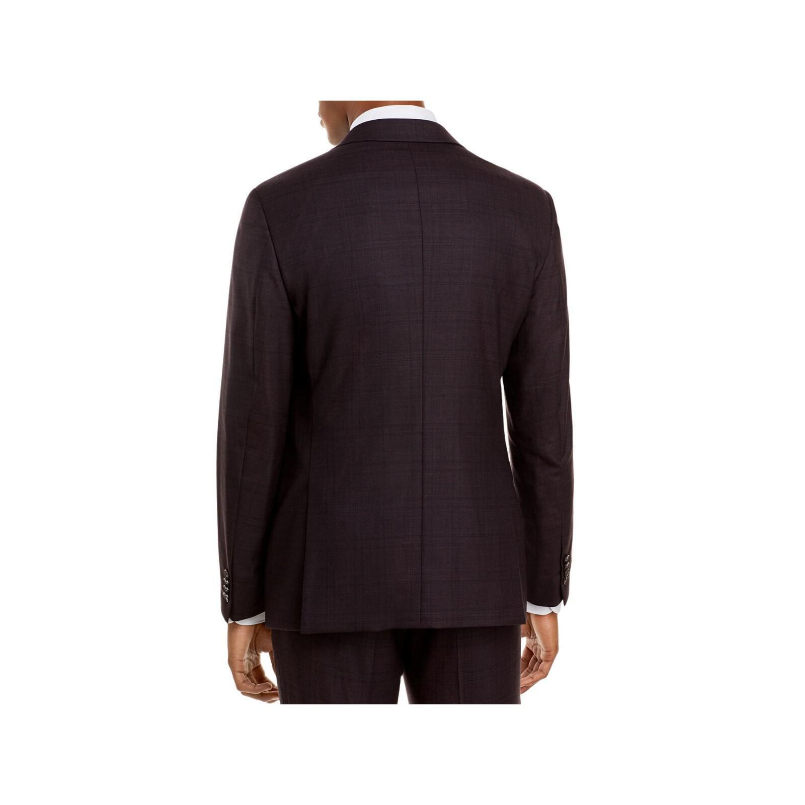 John Varvatos Mens Burgundy Plaid Slim Fit Wool Blend Suit Separate Blazer Jacket 36R alternate image