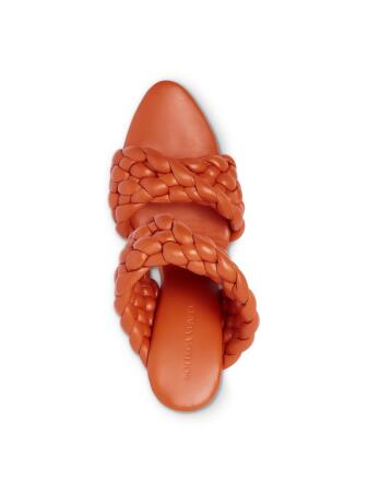 VINCE. Womens Orange Padded Woven Curve Almond Toe Stiletto Slip On Leather Heeled Mules Shoes 38.5 alternate image