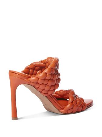 VINCE. Womens Orange Padded Woven Curve Almond Toe Stiletto Slip On Leather Heeled Mules Shoes 38.5 alternate image