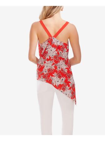 VINCE CAMUTO Womens Red Floral Spaghetti Strap V Neck Top Size: XXS