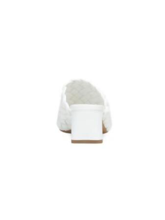 VINCE. Womens White Padded Woven Penley Square Toe Block Heel Slip On Leather Dress Heeled Mules Shoes 9 M alternate image