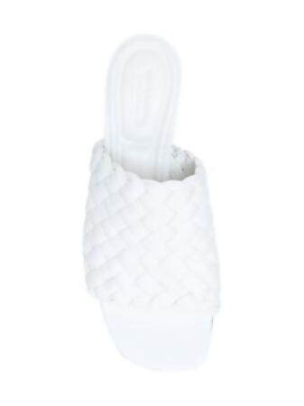 VINCE. Womens White Padded Woven Penley Square Toe Block Heel Slip On Leather Dress Heeled Mules Shoes 9 M alternate image