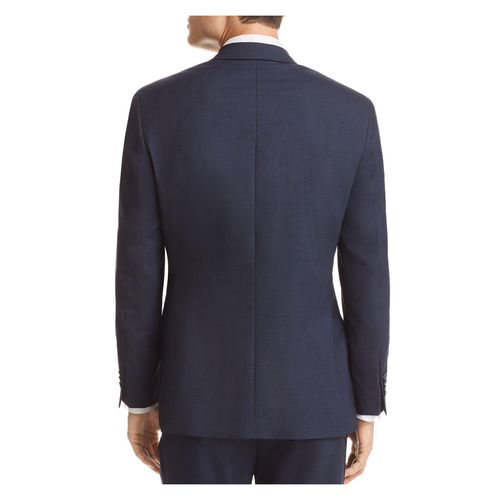 MICHAEL KORS Mens Navy Single Breasted, Stretch, Classic Fit Wool Blend Suit Separate Blazer Jacket 38R alternate image
