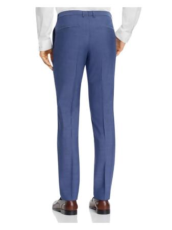 HUGO BOSS Mens Hets Blue Tapered, Plaid Extra Slim Fit Wool Blend Pants 34R alternate image