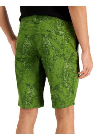 ALFANI Mens Green Flat Front, Classic Fit Stretch Shorts 40 Waist