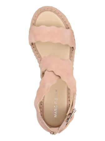 MARC FISHER Womens Beige Scalloped Crisscross Straps 1-1/2" Platform Gore Woven Lining Comfort Buckle Accent Calita Round Toe Wedge Zip-Up Leather Dress Espadrille Shoes 11 M alternate image