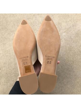 VINCE. Womens Beige Asymmetrical Padded Danna Pointed Toe Block Heel Slip On Leather Mules 5 M alternate image