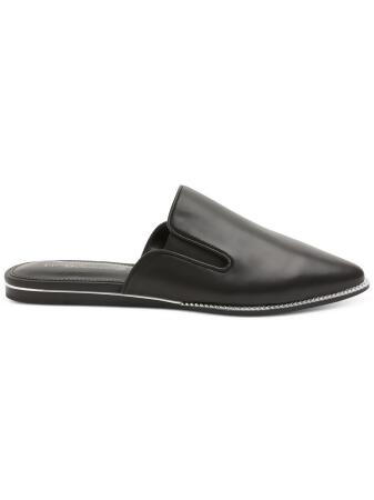 BCBGENERATION Womens Black Chain Detailing Goring Flexible Sole Cushioned Lanni Pointed Toe Slip On Leather Mules 5.5 M alternate image