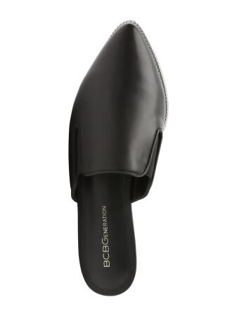 BCBGENERATION Womens Black Chain Detailing Goring Flexible Sole Cushioned Lanni Pointed Toe Slip On Leather Mules 5.5 M alternate image