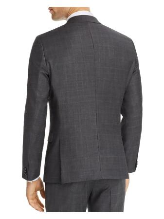HUGO BOSS Mens Gray Single Breasted, Windowpane Plaid Slim Fit Stretch Blazer 38S alternate image