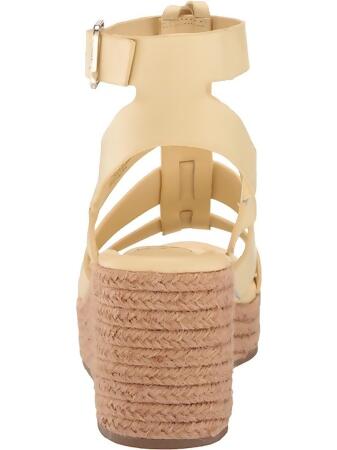 FRANCO SARTO Womens Yellow Cushioned 1-1/2"" Platform Hardware Detail Goring Strappy Adjustable Strap Ankle Strap Palms Round Toe Wedge Buckle Leather Espadrille Shoes 6 M alternate image