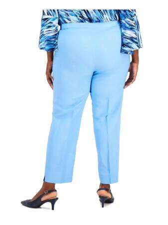 KASPER Womens Light Blue Zippered Pocketed Slit Cuffs Ankle Wear To Work  Straight leg Pants Plus 18W