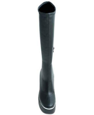 WILD PAIR Womens Black Zipper Accent Killian Round Toe Block Heel Riding  Boot 7 M