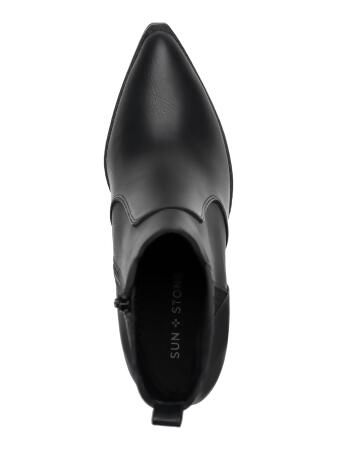 SUN STONE Womens Black Back Pull-Tab Goring Cushioned Abiigail Pointed Toe Block Heel Zip-Up Booties 11 M alternate image