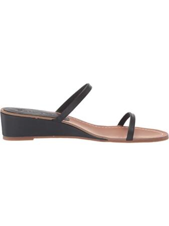 SPLENDID Womens Black Comfort Strappy Melanie Round Toe Wedge Slip On Leather Slide Sandals Shoes 8.5 M alternate image