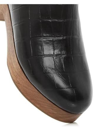 AQUA Womens Black Crocodile Comfort Round Toe Block Heel Slip On Leather Clogs Shoes 6.5 alternate image