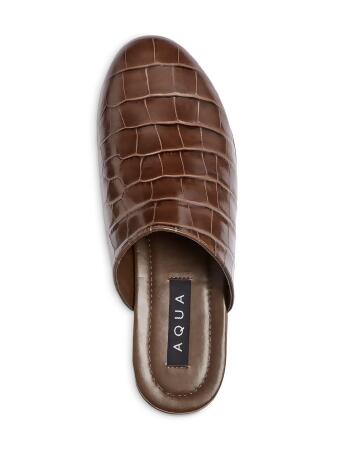 AQUA Womens Brown Crocodile Comfort Round Toe Block Heel Slip On Leather Clogs Shoes 10 alternate image