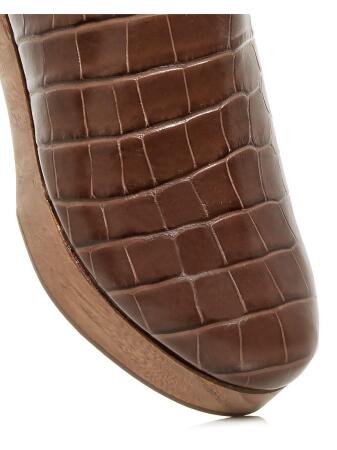 AQUA Womens Brown Crocodile Comfort Round Toe Block Heel Slip On Leather Clogs Shoes 10 alternate image