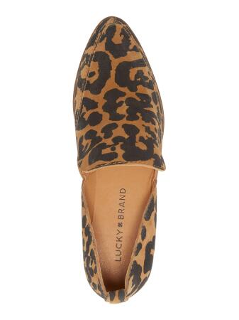Lucky Brand Shoes Womens 6 M Slip On Flats Brown Leather Leopard