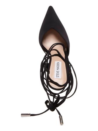 STEVE MADDEN Womens Black Wrapping Ankle Tie Cushioned Mari Pointed Toe Stiletto Lace-Up Dress Pumps Shoes 6.5 M alternate image