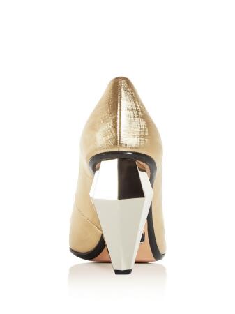 MARC JACOBS Womens Gold Comfort Metallic The Pump Pointed Toe Sculpted Heel Slip On Leather Dress Pumps Shoes 38.5 alternate image