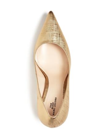 MARC JACOBS Womens Gold Comfort Metallic The Pump Pointed Toe Sculpted Heel Slip On Leather Dress Pumps Shoes 38.5 alternate image