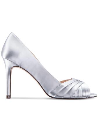 NINA Womens Silver Crisscross Pleating Padded Rhiyana Almond Toe Stiletto Slip On Pumps Shoes 9.5 M alternate image