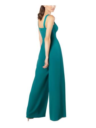 DRESS THE POPULATION Womens Teal Zippered Sleeveless Sweetheart Neckline  Party Wide Leg Jumpsuit S