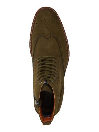 MADDEN Mens Olive Green Brogue Detailing Lace-Up Front Heel Pull-Tab Padded Remppr Wingtip Toe Block Heel Zip-Up Boots Shoes 7.5 alternate image