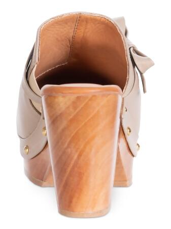 SILVIA COBOS Womens Beige 1" Platform Bow Studded Daily Round Toe Sculpted Heel Slip On Leather Clogs Shoes 10 alternate image