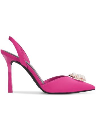 MATEO BY INC Womens Pink Slingback Goring Embellished Victoria Pointed Toe Stiletto Slip On Dress Pumps Shoes 5 M alternate image