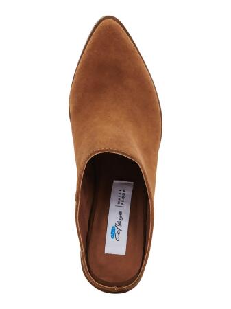 AQUA COLLEGE Womens Brown Waterproof Nia Pointed Toe Block Heel Slip On Leather Heeled Mules Shoes 8 M alternate image