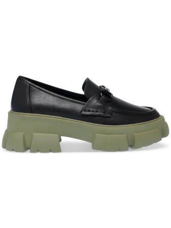 STEVE MADDEN Womens Black 1-1/2" Platform Comfort Trifecta Round Toe Block Heel Slip On Leather Loafers Shoes 7.5 M alternate image