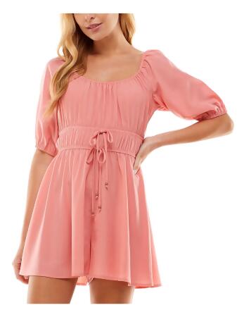 BEBOP Womens Coral Elbow Sleeve Scoop Neck Wide Leg Romper S alternate image