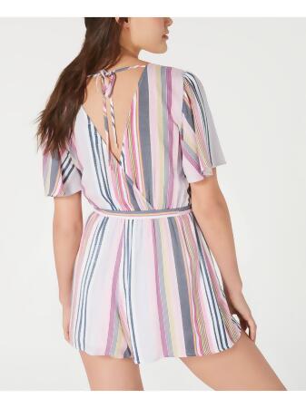 TRIXXI Womens Short Sleeve Surplice Neckline Romper alternate image