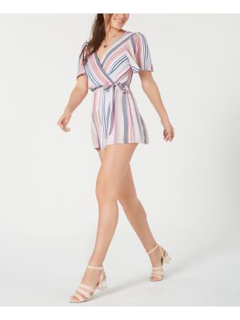 TRIXXI Womens Short Sleeve Surplice Neckline Romper alternate image