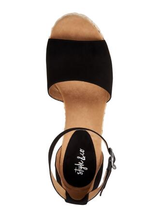 STYLE & COMPANY Womens Black Braided Espadrille Cushioned Seleeney Round Toe Wedge Buckle Sandals Shoes 10.5 alternate image