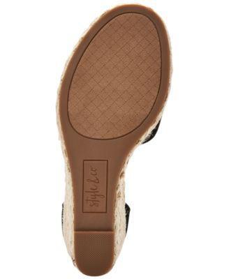 STYLE & COMPANY Womens Black Braided Espadrille Cushioned Seleeney Round Toe Wedge Buckle Sandals Shoes 10.5 alternate image