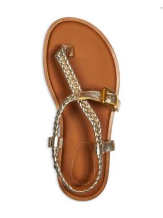 SEE BY CHLOE Womens Gold Metalic Braided Padded Nola Round Toe Buckle Thong Sandals Shoes 39.5 alternate image