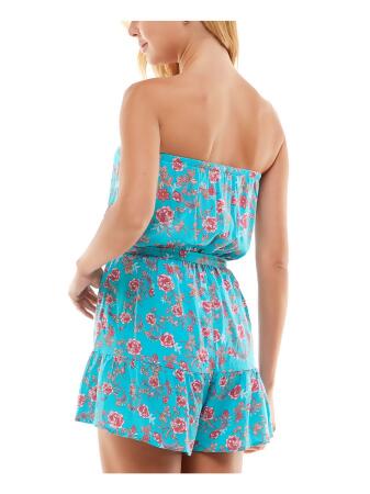 BEBOP Womens Ruffled Sleeveless Strapless Wide Leg Romper alternate image