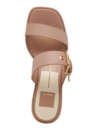 DOLCE VITA Womens Beige Buckled Strap Adjustable Padded Riva Square Toe Block Heel Slip On Leather Dress Heeled Sandal 5 M alternate image