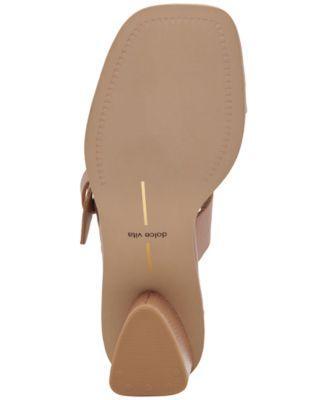 DOLCE VITA Womens Beige Buckled Strap Adjustable Padded Riva Square Toe Block Heel Slip On Leather Dress Heeled Sandal 5 M alternate image